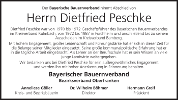 Anzeige von Dietfried Peschke von MGO