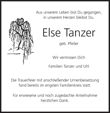 Anzeige von Else Tanzer von MGO