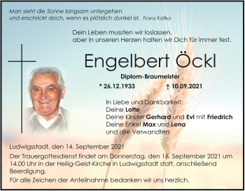 Anzeige von Engelbert Öckl von MGO