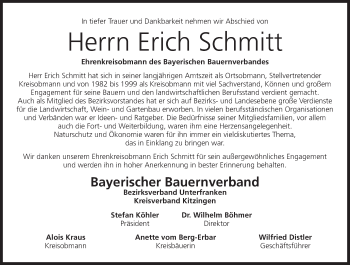 Anzeige von Erich Schmitt von MGO