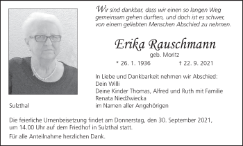 Anzeige von Erika Rauschmann von MGO