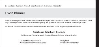 Anzeige von Erwin Blümel von MGO