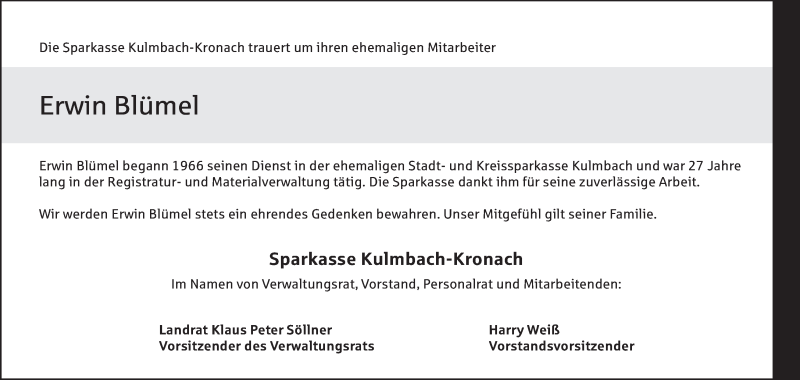  Traueranzeige für Erwin Blümel vom 14.09.2021 aus MGO