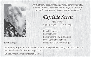 Anzeige von Etfriede Streit von MGO