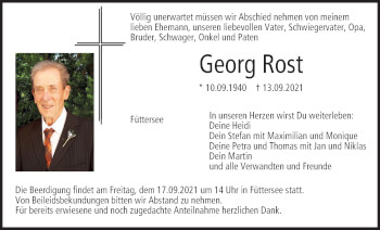 Anzeige von Georg Rost von MGO