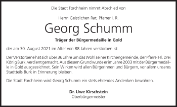 Anzeige von Georg Schumm von MGO