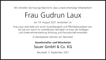 Anzeige von Gudrun Laux von MGO