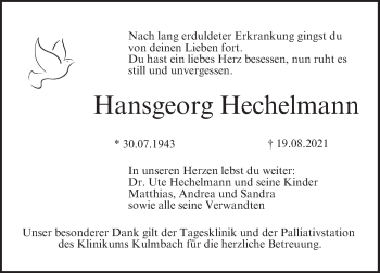 Anzeige von Hansgeorg Hechelmann von MGO