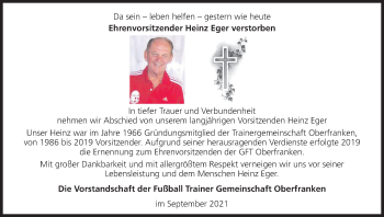 Anzeige von Heinz Eger von MGO