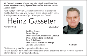Anzeige von Heinz Gasseter von MGO