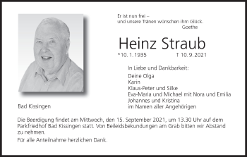 Anzeige von Heinz Straub von MGO