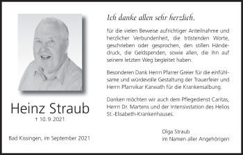 Anzeige von Heinz Straub von MGO