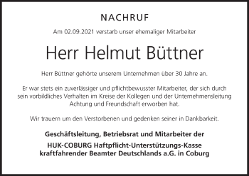 Anzeige von Helmut Büttner von MGO