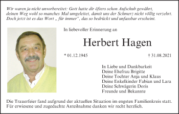 Anzeige von Herbert Hagen von MGO
