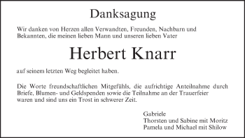 Anzeige von Herbert Knarr von MGO