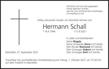 Anzeige von Hermann Schall von MGO