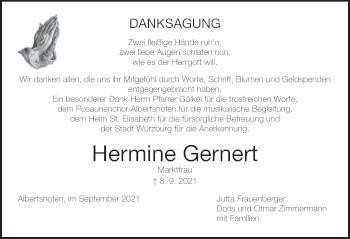 Anzeige von Hermine Gernert von MGO