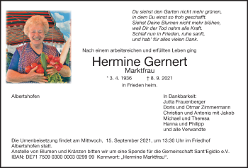 Anzeige von Hermine Gernert von MGO
