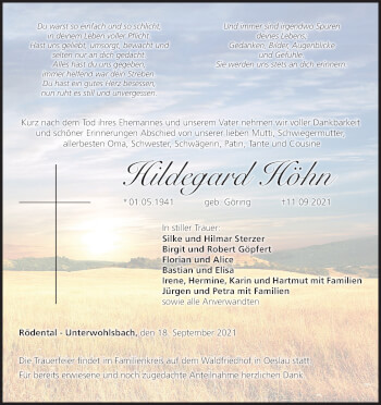 Anzeige von Hildegard Höhn von MGO