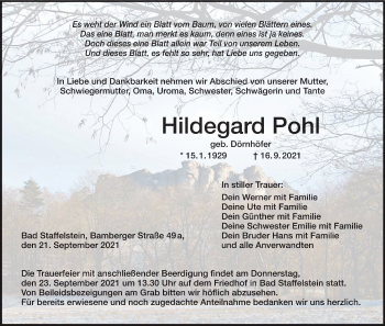 Anzeige von Hildegard Pohl von MGO