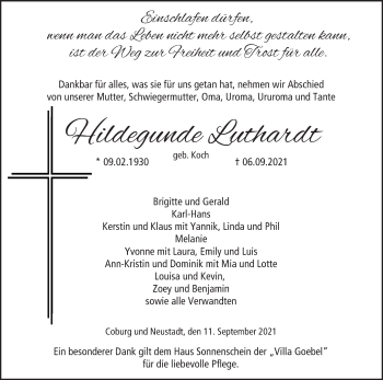Anzeige von Hildegunde Luthardt von MGO
