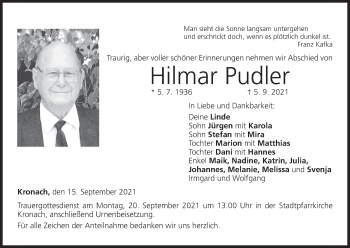 Anzeige von Hilmar Pudler von MGO
