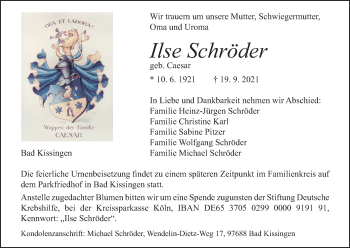 Anzeige von Ilse Schröder von MGO