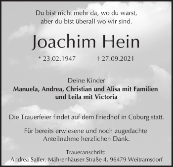 Anzeige von Joachim Hein von MGO