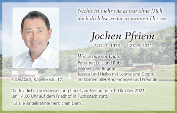Anzeige von Jochen Pfriem von MGO