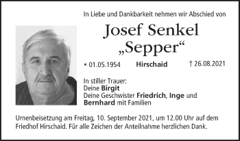 Anzeige von Josef Senkel von MGO