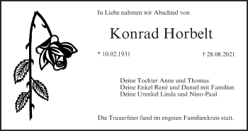 Anzeige von Konrad Horbelt von MGO