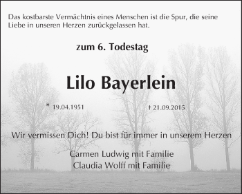 Anzeige von Lilo Bayerlein von MGO