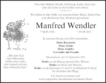 Anzeige von Manfred Wendler von MGO