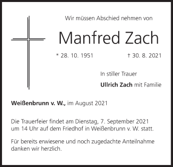Anzeige von Manfred Zach von MGO