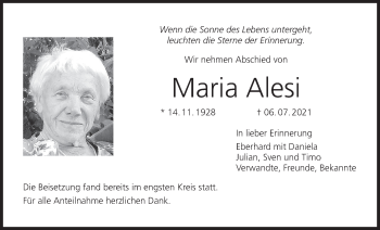 Anzeige von Maria Alesi von MGO