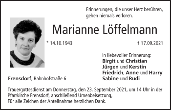 Anzeige von Marianne Löffelmann von MGO