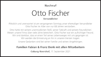 Anzeige von Otto Fischer von MGO