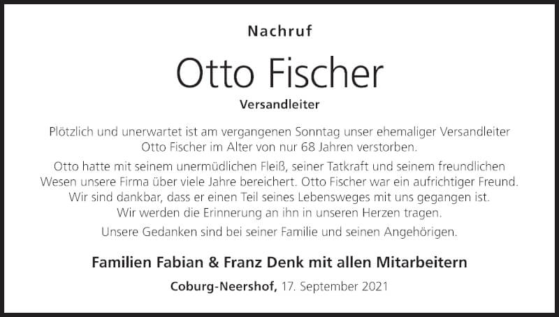  Traueranzeige für Otto Fischer vom 17.09.2021 aus MGO