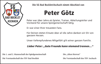 Anzeige von Peter Götz von MGO