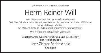 Anzeige von Reiner Will von MGO