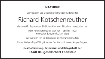 Anzeige von Richard Kotschenreuther von MGO