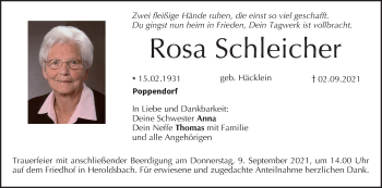 Anzeige von Rosa Schleicher von MGO