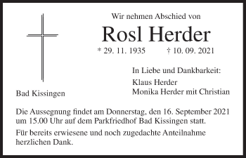 Anzeige von Rosl Herder von MGO