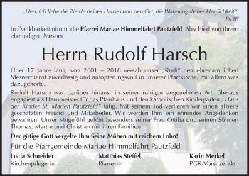 Anzeige von Rudolf Harsch von MGO