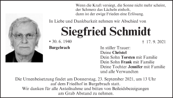 Anzeige von Siegfried Schmidt von MGO
