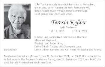 Anzeige von Teresia Keßler von MGO