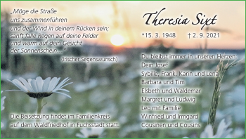 Anzeige von Theresia Sixt von MGO