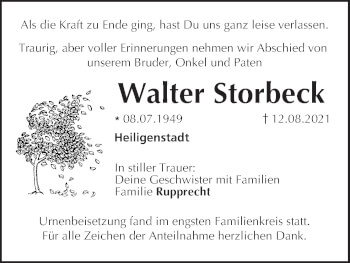 Anzeige von Walter Storbeck von MGO