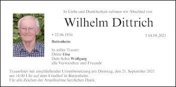 Anzeige von Wilhelm Dittrich von MGO