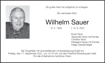 Anzeige von Wilhelm S-auer von MGO